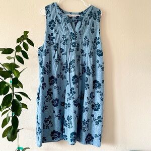 sonoma vintage cotton blue floral sleeveless nightgown #0025